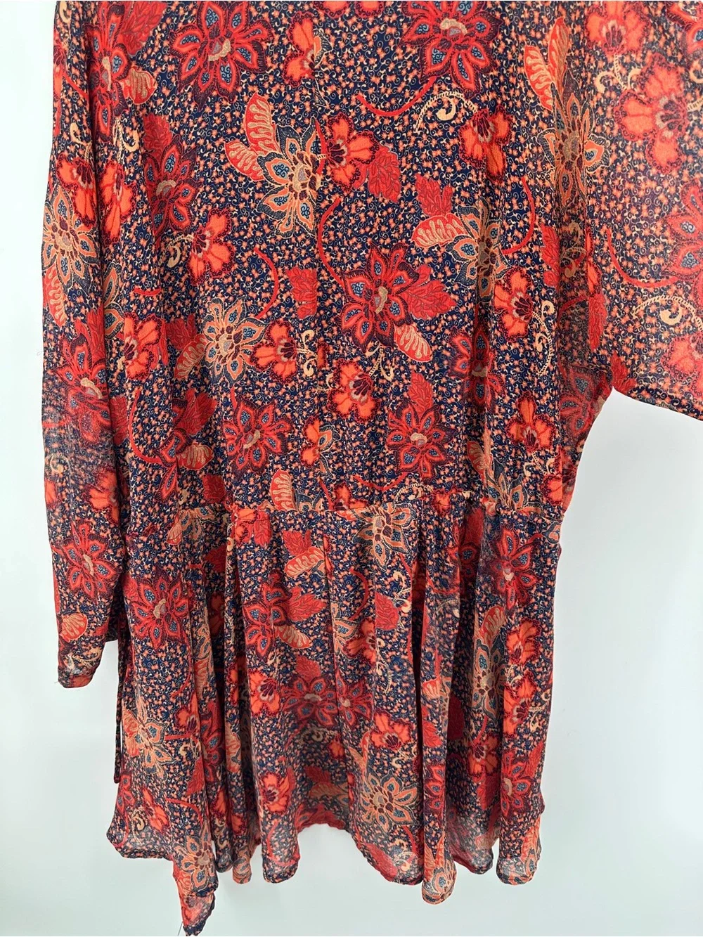 Free People Cottagecore Festival Boho‎ Romantic Chic Red Floral Mini Dress SzM